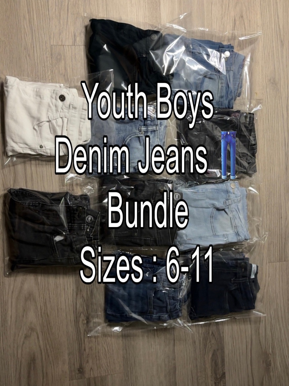 10 Pairs of Youth Boys Denim Jeans Bundle - Mixed Blue & Black & White